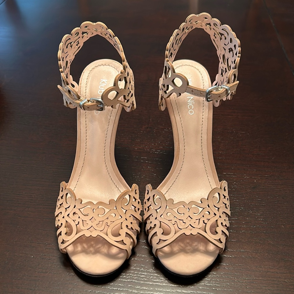 Klub Nico suede nude leather heels.  Very good condition